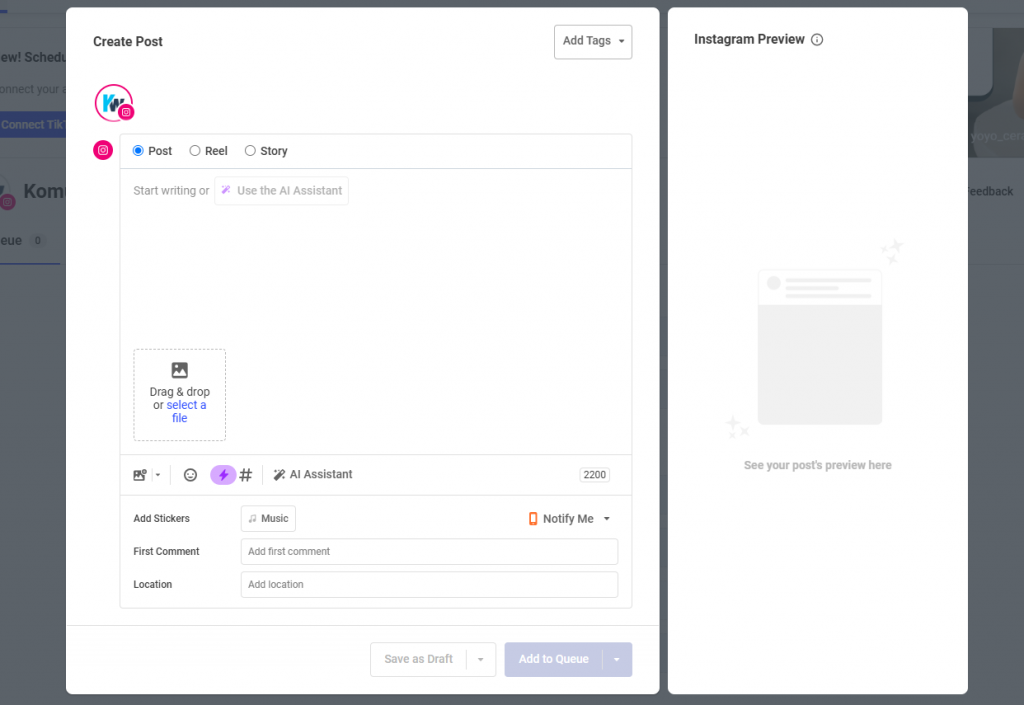 2ème étape pour configurer Buffer