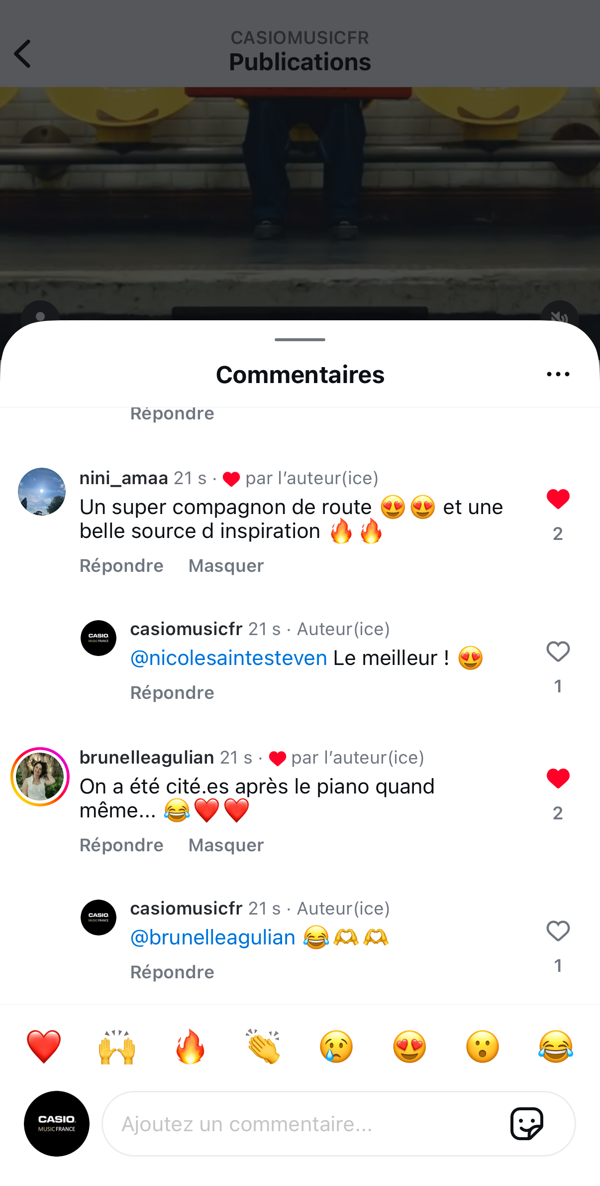 Interaction en commentaires Instagram