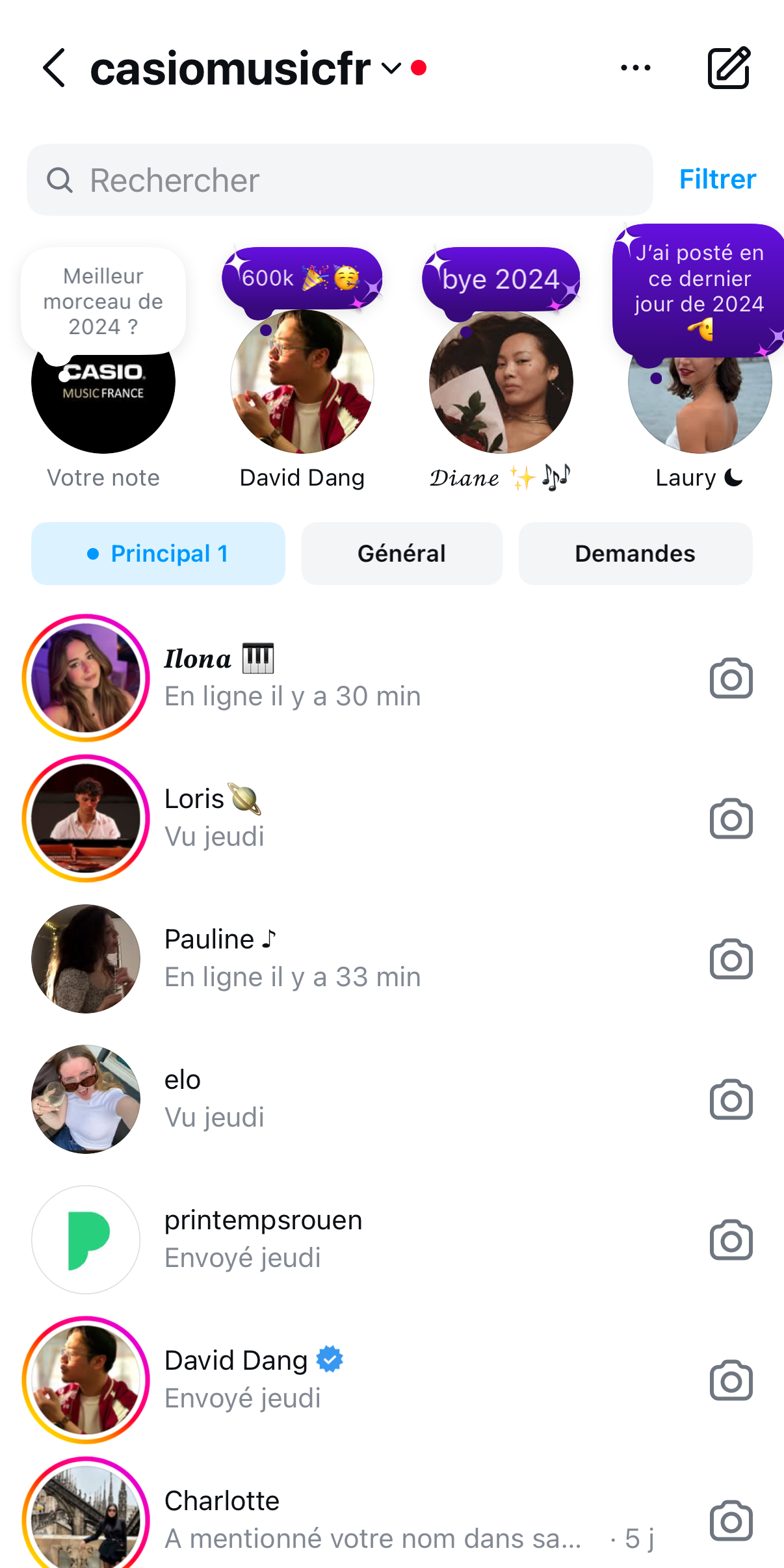 Interaction en messages privés Instagram